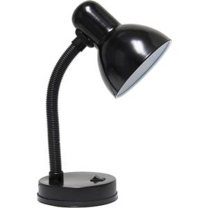 Simple Designs LD1003-BLK Basic Metal Desk Lamp with Flexible Hose Neck for Office, Living Room, Bedroom, College Dorm, Bookshelf, Black