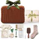 14-Piece Vintage Self-Care Gift Basket for Women  Relaxing Spa Care Package with Blanket, Socks, Glass Tumbler & Accessories, Ready-to-Gift