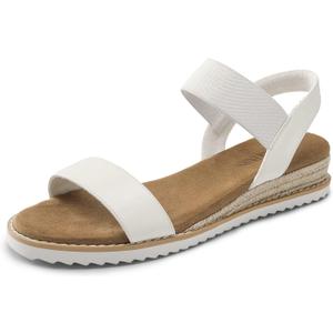 DREAM PAIRS Womens Espadrilles Ankle Stretch Elastic Strap Open Toe Comfortable Wedges Flats Spring Dressy Sandals Shoes 2026 for Women, White, Size 9