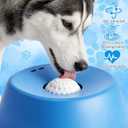 Slow Feeder Dog Bowls for Liquid Treat, Dog Lick Bowl Anti-Slip Slow Feeder for Wet Food, Anti-Slip Bone Broth Dog Lick Bowl with Rolling Ball, for Dogs and Cats (Blue)