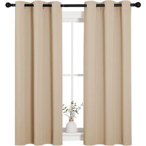 NICETOWN Room Darkening Draperies Window Curtain Panels, Thermal Insulated Grommet Room Darkening Curtains for Bedroom (Biscotti Beige, 2 Panels, W34 x L54 -inch)