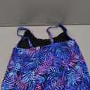 Yonique Womens Blouson Tankini Top No Bottom Loose Fit Swim Top Modest Tank Top (X-Large, Blue Leaves)