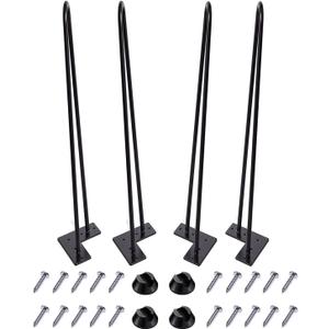 MSOBAIW Hairpin Legs 28 Inch Set of 4, DIY Metal Table Furniture Legs Ideal for Dining Table, Desk, 3/8" Diameter Mid Century Modern Style (71 cm, Black)