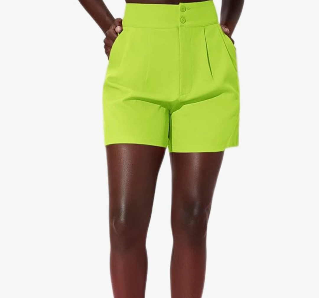 CRTGW Shorts for Women Neon Orange High Waist Shorts (Color : Lime Green, Size : X-Small)