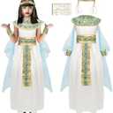 Cleopatra Costume for Kids Egyptian Costume Girls Dress Accessories Egypt Queen Outfits for Halloween Cosplay, Large
