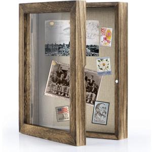 Love-KANKEI Shadow Box Frame 8x10 Shadow Box Display Case with Linen Back Memorabilia Awards Medals Photos Memory Box Gift Carbonized Black