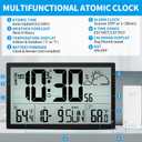 Weather Clock with Atomic Clock Indoor Outdoor Thermometer, 14.6" Large Atomic Wall Clock Battery Operated, Never Needs Setting! Wireless Outdoor Sensor, Auto DST, Wall Clock for Office/Home/School