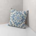 Blue and White Chinoiserie Decorative Throw Pillow Covers, Oriental Porcelain Mandala Floral Pattern Pillow Cases, Vintage French Country Coastal Decor for Sofa Living Room Bedroom 18x18in