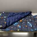 david's kids Toddler Nap Mat with Removable Pillow and Minky Fleece Blanket, Ultra Soft Slumber Bags for Boys, Perfect for Preschool, Daycare, Kids Sleeping Bags with Rollup Design, 50"x20", Space