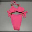 BMJL Womens Sexy Bikini Sets Halter String White Thong Swimsuits Triangle High Cut Cheeky Bathing Suits (S, Pink)