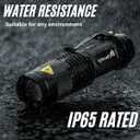 ULTRAFIRE 3 Pack Mini Flashlights Focus Adjustable SK68 Single Mode Tactical LED Flashlight, Ultra Bright 300 Lumens Torch