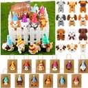 Blueweenly 45 Pcs Adopt a Dog Party Favors Mini Plush Stuffed Animals with Birthday Hats 12 Mini Puppies 12 Birthday Hats 12 Bags 8 White Plastic Fence and a Small Board for Adopt a Pet Party