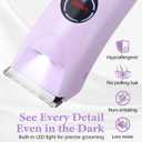 4-in-1 Bikini Trimmer for Women, 12,000 RPM Painless Electric Shaver for Women Pubic Hair Removal, IPX7 Waterproof with LED Light, Cordless Body Hair Trimmer for Bikini Area, Face, Arms & Legs (Purple)