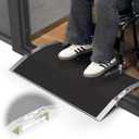 27.6"Lx1.6"H Bridge Threshold Ramps for Doorways, Fits 2.8-5.1" Wide Thresholds with Adjustable Support Bars, Non-Slip Aluminum Wheelchair Ramps for Home Steps, Sliding Door Ramp for Wheelchair