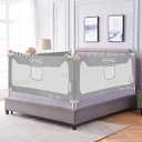 FAMILL Bed Rail for Toddlers with U-Shaped Base, Toddler Bed Rails Baby Guard for King/Twin/Full Size, Grey, 1 Piece, 74.8"