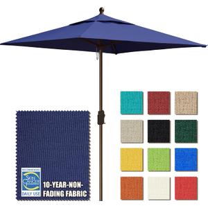 EliteShade USA 10-Year-Non-Fading 6x6Ft Square Market Patio Umbrella, UPF 50+ UV Protection Performance Sun Umbrella, Heavy Duty Commercial Grade Outdoor Table Umbrella with Crank, Windproof Vented Top for Garden, Pool, Deck and Outdoor Playsets, Navy Blue