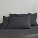 MooMee Bedding Pillowcases Pack of 4 100% Washed Cotton Linen Like Textured Breathable Durable Soft Comfy (Heathered Dark Grey, Queen)