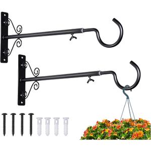 BOLITE Bird Feeder Hanger(16 to 24 Inch), Adjustable Hanging Plant Brackets, Plant Hangers for Hanging Bird Feeders, Planters, Lanterns, Wind Chimes, String Lights, 2 Pack, Black
