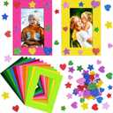 Jetec 24 Pieces Colorful Felt Photo Frames Holiday Picture Frames and 50 Pieces Colorful Glitter Foam Stickers for Home and Office Decoration 4 x 6 Inch Photos