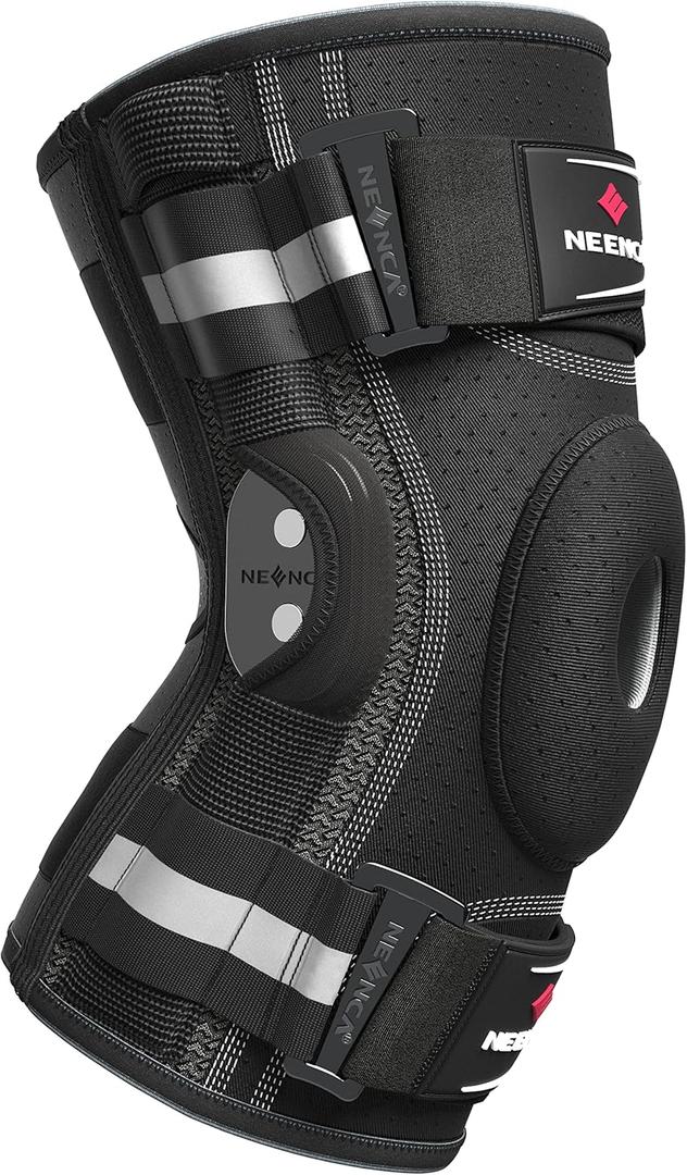 NEENCA Professional Knee Brace, Adjustable Hinged, with Removable Side Stabilizers, Strong Stability for Joint Pain Relief, Arthritis, Meniscus Tear, ACL, PCL, Runner, Sports (XXX-Large, Black - Single)