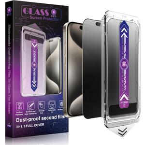 2 Pack Matte Privacy Screen Protector for iPhone 15 Pro Max 6.7-Inch Auto Dust Removal, No Bubbles,Anti-Spy Tempered Glass Film, Easy Installation