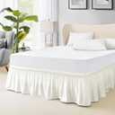 FreshCulture Twin Bed Skirt, Elastic Wrap Around Bed Skirt Twin Size, Bed Skirts for Adjustable Bed, Easy Fit with 18 Inch Drop Length, Hotel Quality Dust Ruffle for Twin Bed (Ivory)