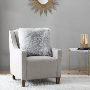 Juicy Couture Square One Piece Living Room and Bedroom Dcor, Premium Throw Pillow, 22"x22", Sheepskin Grey Faux Fur