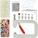 5400pcs Pearl Beads Hand Press Pearl Setting Tool Set, Beads Rivet Fixing Machine, DIY Handmade Pearl Setting Machine with Beads Nails Screw Heads Tweezers Wrench Trays for DIY Crafts Accessories