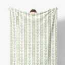 Pink Floral Blanket, Pink and Green Grandmillennial Flower Decorative Throw Blanket for Couch Bed Sofa, Pastel Floral Striped Throw Blankets for Living Room Bedroom Decor, 50x60 Inches (Color 06)