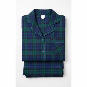 100% Cotton Pajamas for Women 2PC PJ Set Soft Pajama Set Long Sleeve Button-Down Two Piece Printed Sleepwear Loungewear Set (Green Blue Plaid, S)