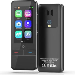 Language Translator Device, High Accuracy Portable Real-Time Two Way Instant Translator, 139 Languages Offline Online Interpreter Voice Text Photo Translation for Travelling Learning Business (Black)