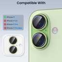 2 x Compatible for iPhone 17 Camera Lens Protector, Explosion-Proof 9H Tempered Glass with Metal Original Style Ring, Ultra HD Clarity, Anti-Scratch Lens Protection Cover, Case Friendly (Green)
