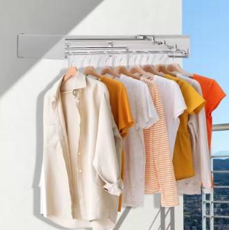 LOYALHEARTDY Collapsible Drying Rack Clothes Drying Rack with 7 Invisible Retractable Drying Rods Wall Mounted Drying Rack for Laundry, Bedroom, Bathroom (White)