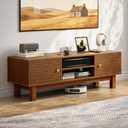 YOSHOOT Mid Century Modern TV Stand for 55 inch TV, Solid Wood, Walnut