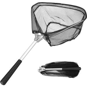Yeahmart Fishing Net Minnow Nets with Aluminum Collapsible Telescopic Fishing Pole Handle and Nylon Mesh, Small Fishing Landing Net for Saltwater Freshwater, Kids, Men, Women, Extends to 21-75 inch