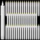 Baquler 50 Pcs 8.9 Inch White Flameless Taper Candles Dripless Battery Operated LED Flickering Candlesticks Window Candle with 3D Flickering Flame for Easter Home Wedding Church Decor