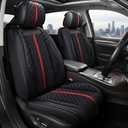 OASIS AUTO Car Seat Covers Full Set, Luxury Stylish Waterproof Faux Leather, Universal Fit for SUV, Sedan, Pick-up Truck, Automotive Interior Protectors (OS-007 Black)
