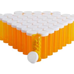 Juvale 50 Pack Empty Pill Bottles with Caps for Prescription Medication, 6-Dram Plastic Medicine Containers (Orange) (6 Dram)