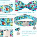 Summer Dog Collar with Bow Tie, Cotton Cute Bowtie Collar, Comfortable Blue Collar with Metal Buckle, M