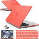 IBENZER Compatible with 2025 2024 2023 2022 MacBook Air 13 inch Case M4 A3240 M3 A3113 M2 A2681, Hardshell Case & KeyboardCover & ScreenFilm & Type-C for Mac Air 13.6, Coral Orange, AT13-KK-LCOR+2TC