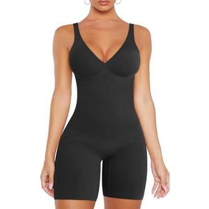 VVX Shorts Bodysuit for Women Tummy Control Shapewear Seamless Sexy Butt Lifting Workout Bodycon One Piece Short Jumpsuit Small