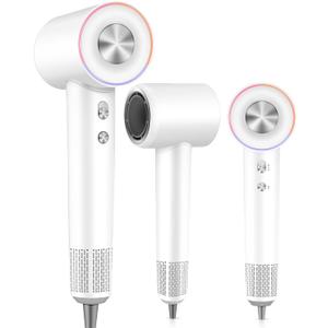 High Speed Hair Dryer,150000 RPM Brushless Motor Professional Blow Dryer for Fast Drying,500M Negative Ions Ionic with Magnetic Blow Air Nozzle,Control Quiet Noise, Lightweight for Travel (White)