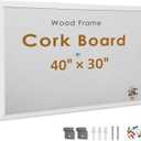 INNOVART Cork Bulletin Board with Push Pins, White Wood Frame, Notice Board for Home, Office, School, 40" x 30"