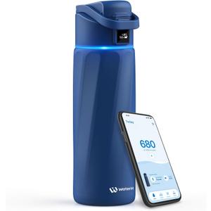 BOOST Smart Water Bottle that Reminds You to Drink, 24oz BPA-Free Stainless Steel Vacuum Insulated Bottle, Wide Mouth Water Tracker Bottle with APP, Ideal Gift for Christmas, New Year (Navy Blue)