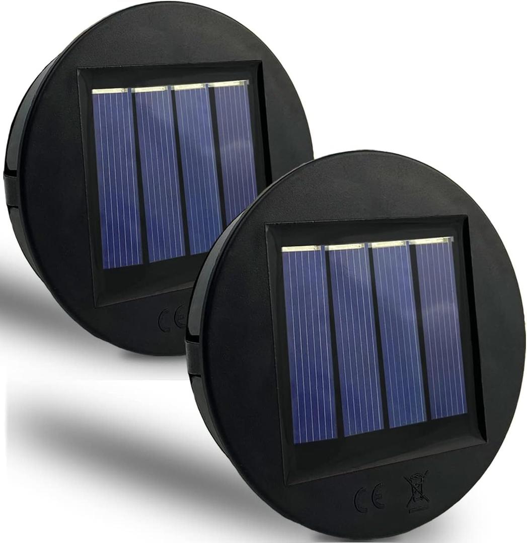 Replacement Solar Light Parts, 2 Pack Solar Lights Replacement Top, 8 lumens Solar Light Inserts for Lanterns, Waterproof Battery Box Top DIY Outdoor Garden Patio Decor, Warm Yellow, 3.15inches