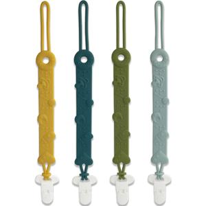 Pacifier Clip MOBU 4 Pack Silicone Pacifier Clips Holder for Baby Boy Girl Newborn Essentials One Piece Design Universal Pacifier Holder Birthday,Shower Gift (4 Colors_)