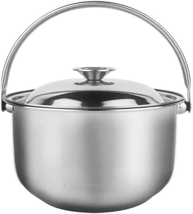 Cabilock 2.2L Stainless Steel Soup Pot with Lid and Handle Multipurpose Stockpot for Stewing Boiling Compatible with Gas and Induction Stoves 8.27 Inch (19.5X19.5X21CM, Silver)