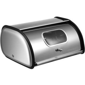 PRETYZOOM Stainless Steel Bread Storage Box Large Capacity Roll Top Bread Container for Kitchen Counter Organization 13 X 9 X 6 Inch