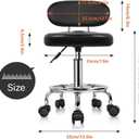 KKTONER PU Leather Modern Rolling Stool with Low Back Height Adjustable Work Salon Drafting Swivel Task Chair with Footrest (Black)