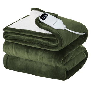 Bedsure Electric Blanket Twin - Soft Flannel Heated Blanket, Fast Heating with 10 Time Settings & 6 Heat Settings, Warm Gift for Grandma (62x84 inches, Olive Green)